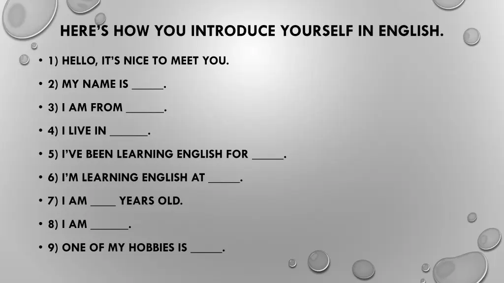 here s how you introduce yourself in english