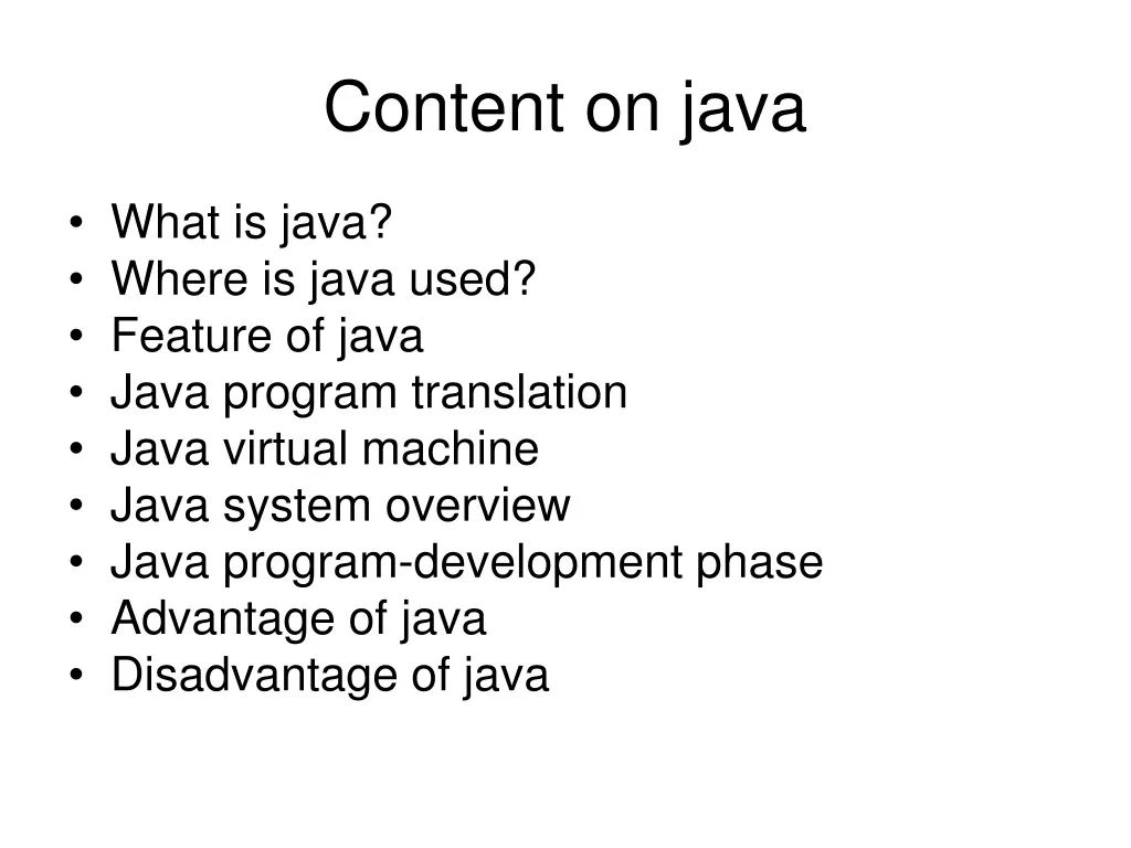 content on java