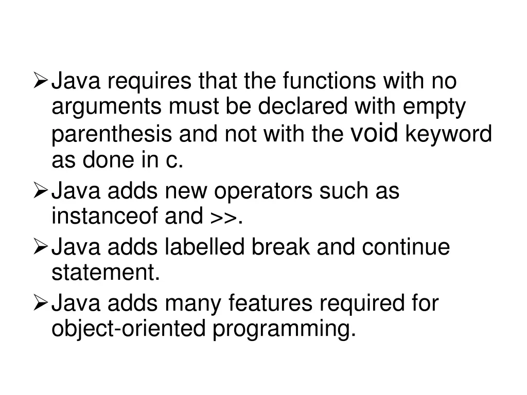 java requires that the functions with