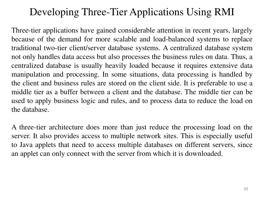 developing three tier applications using rmi