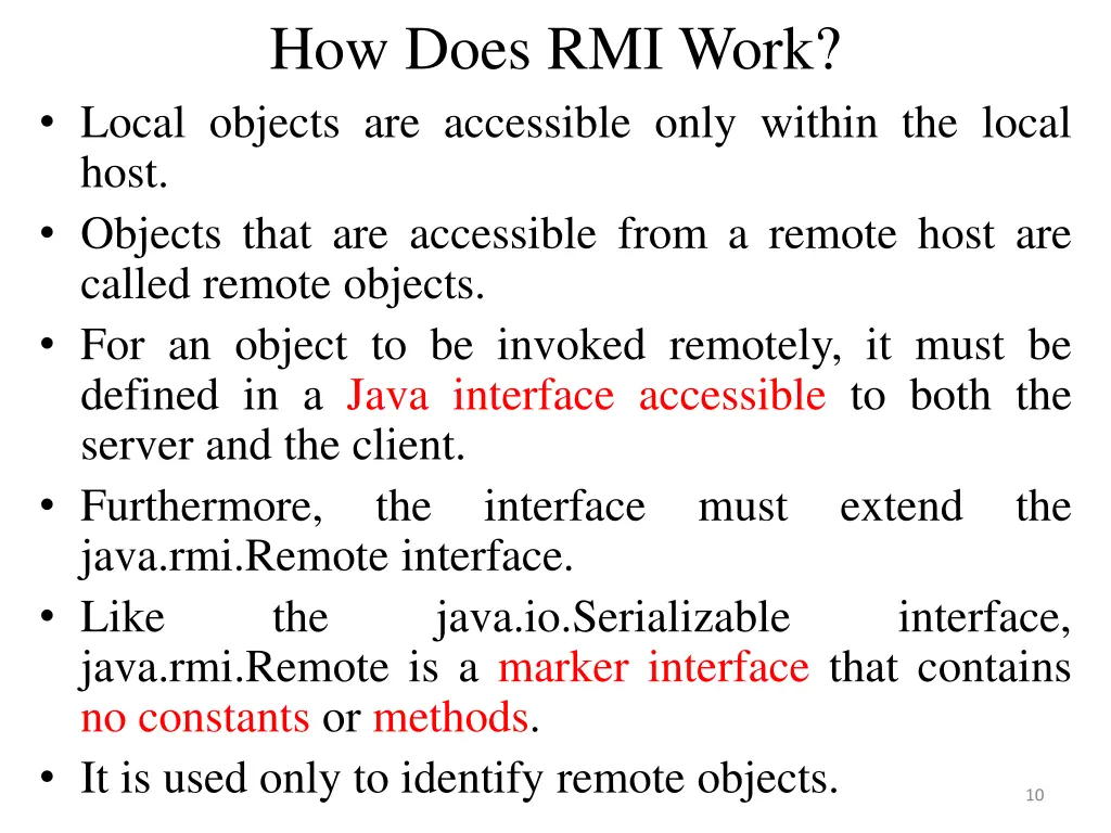 how does rmi work local objects are accessible