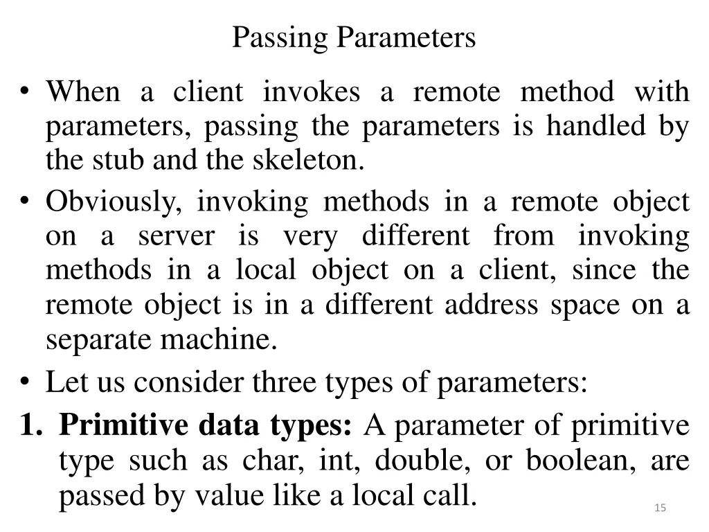 passing parameters