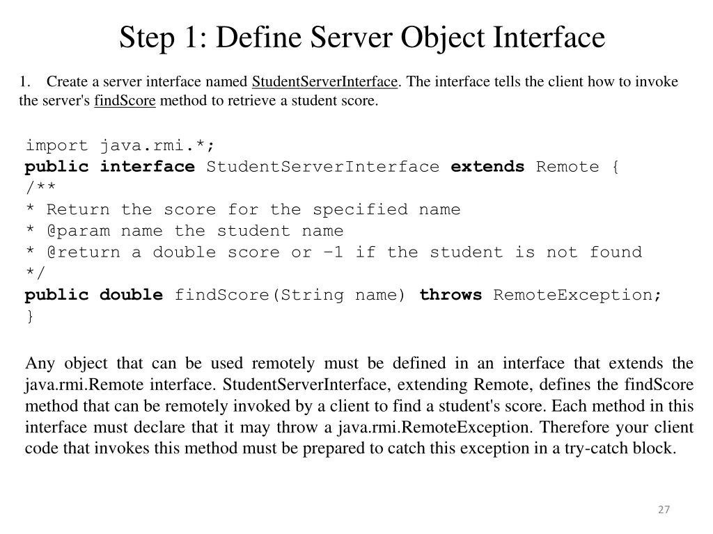 step 1 define server object interface 1