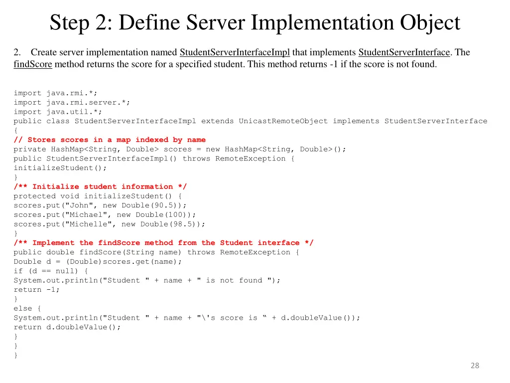 step 2 define server implementation object 1