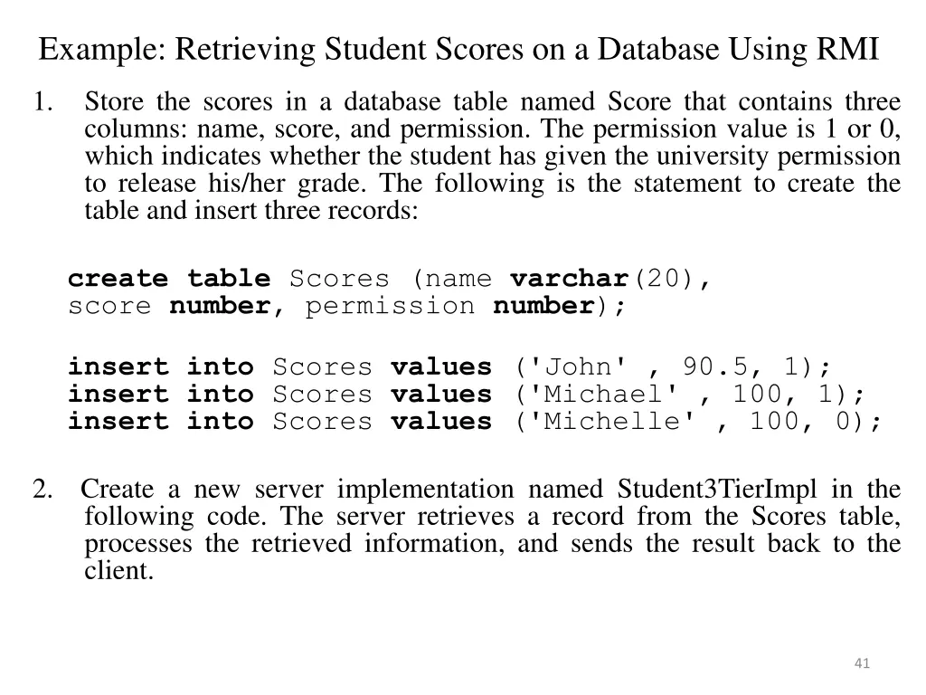 example retrieving student scores on a database 1