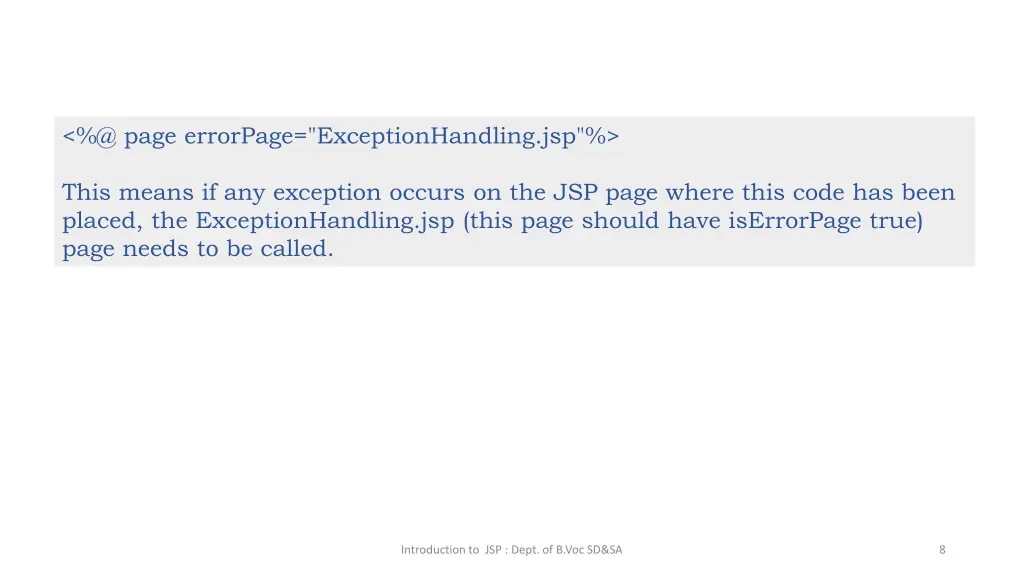 @ page errorpage exceptionhandling jsp