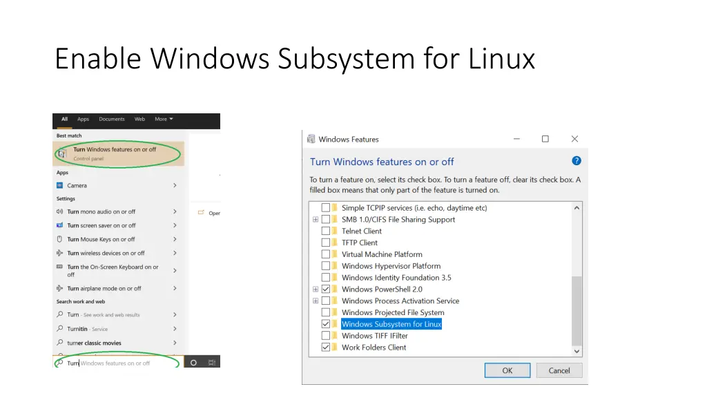 enable windows subsystem for linux