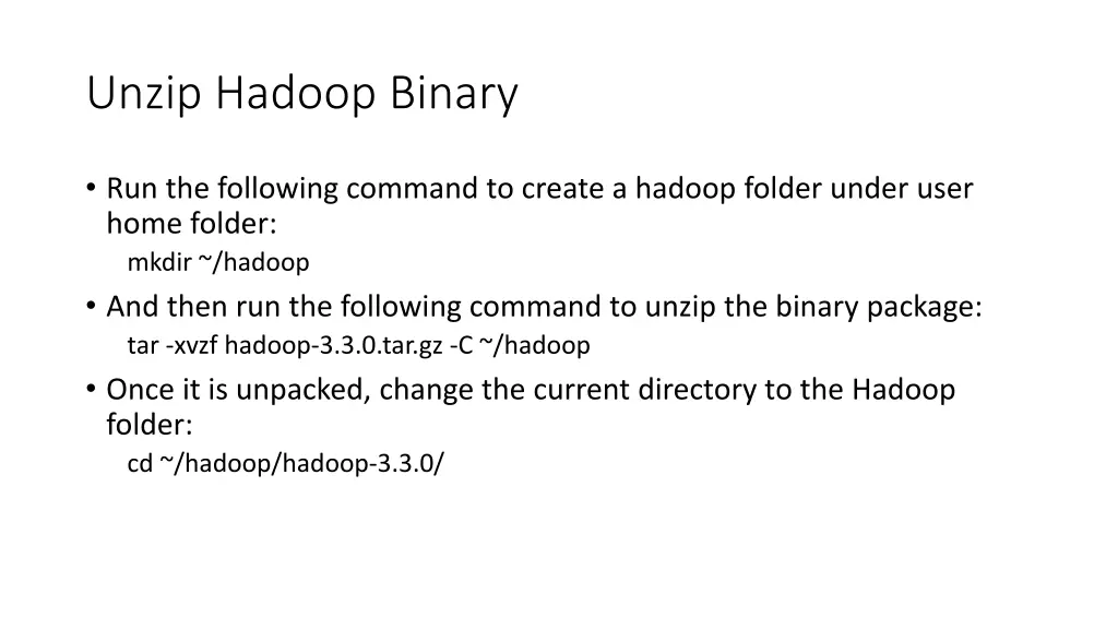 unzip hadoop binary