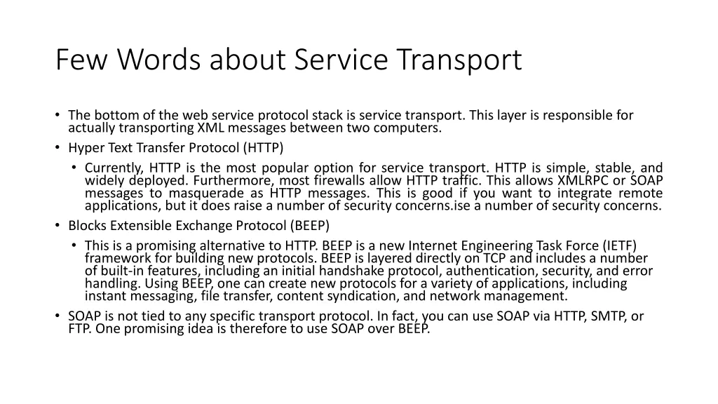 few words about service transport