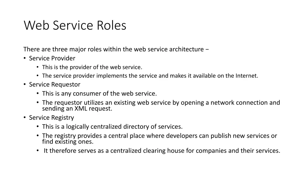 web service roles