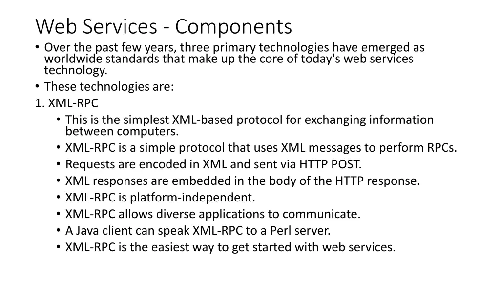 web services components over the past few years