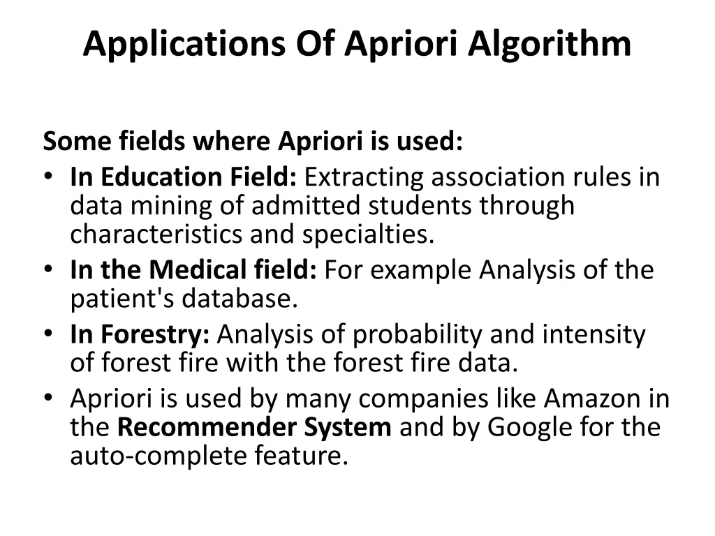 applications of apriori algorithm