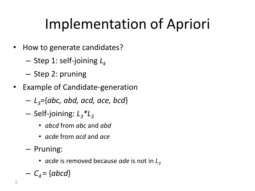 implementation of apriori