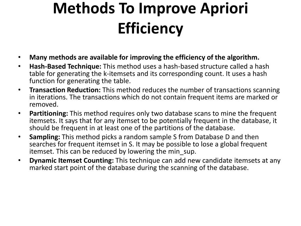 methods to improve apriori efficiency