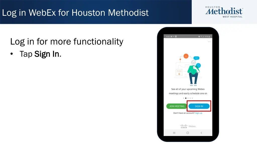 log in webex for houston methodist