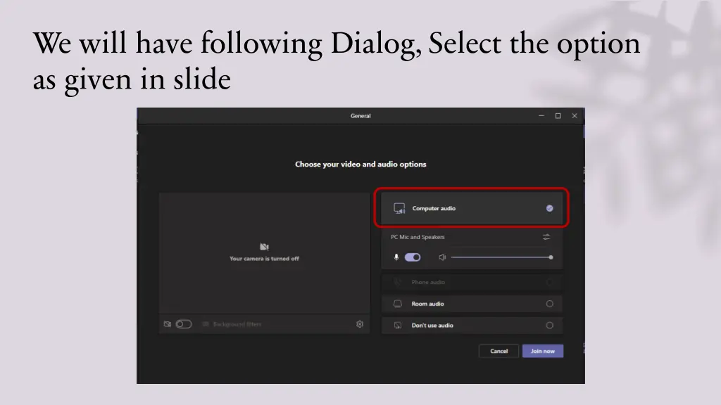 we will have following dialog select the option