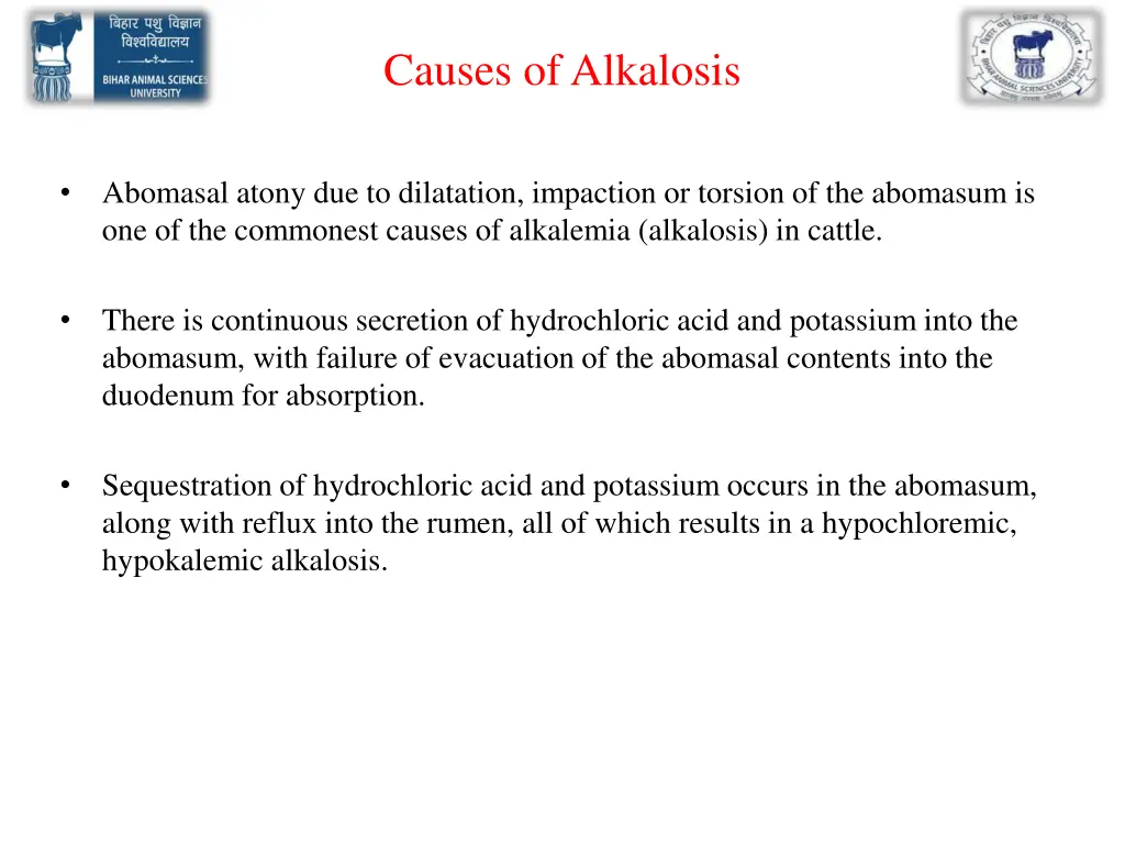 causes of alkalosis