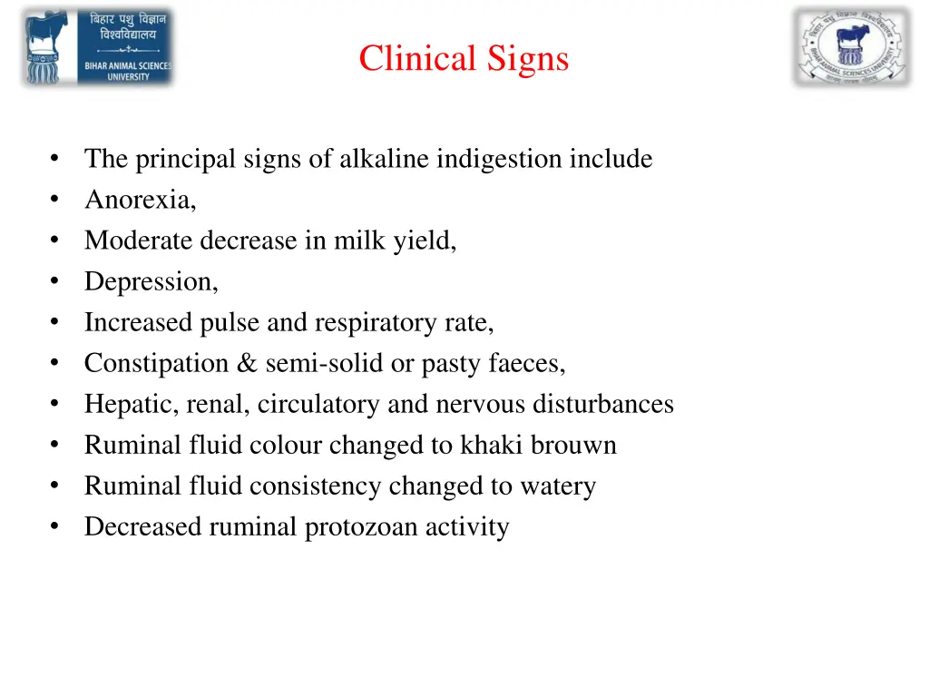 clinical signs