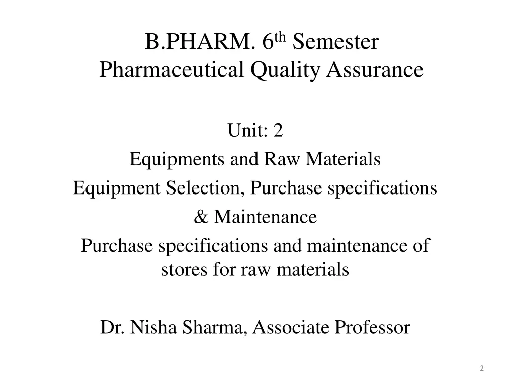 b pharm 6 th semester pharmaceutical quality