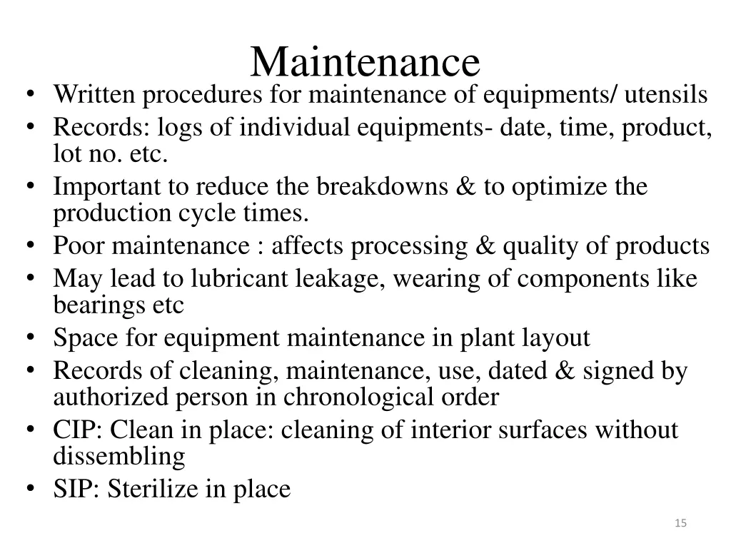 maintenance