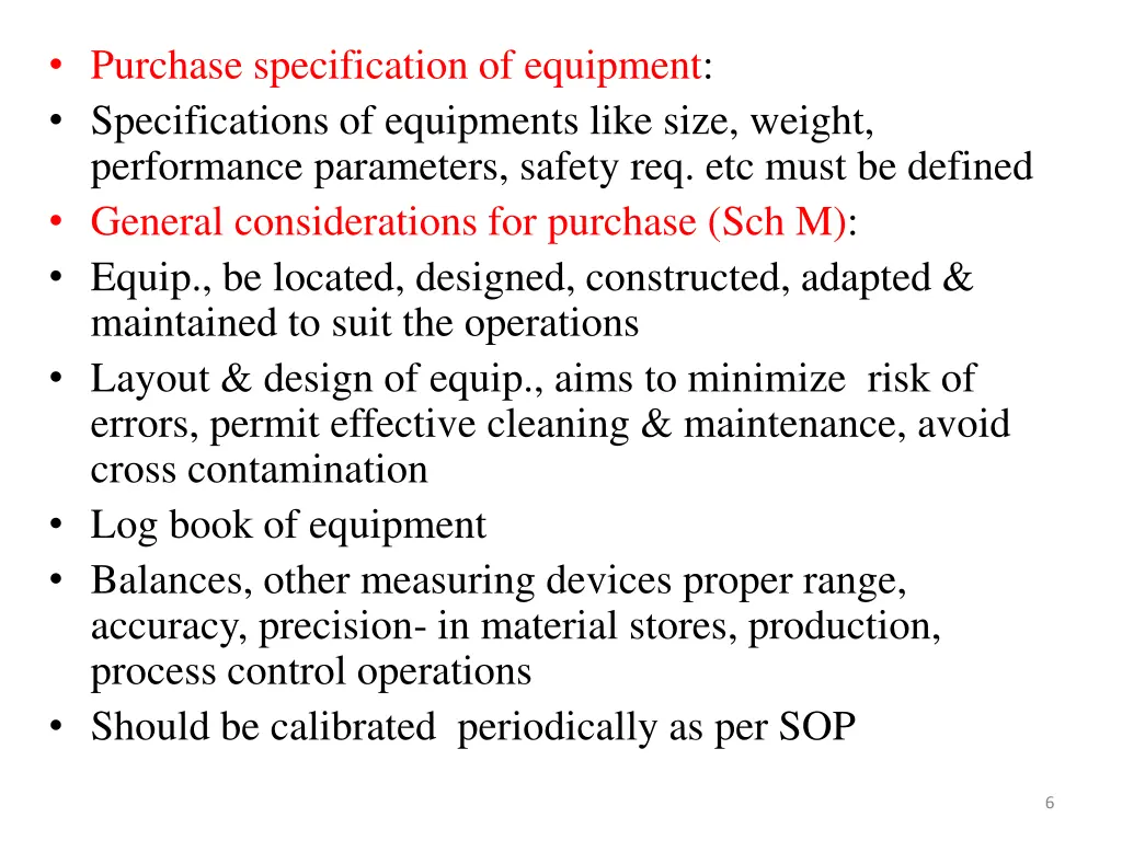 purchase specification of equipment