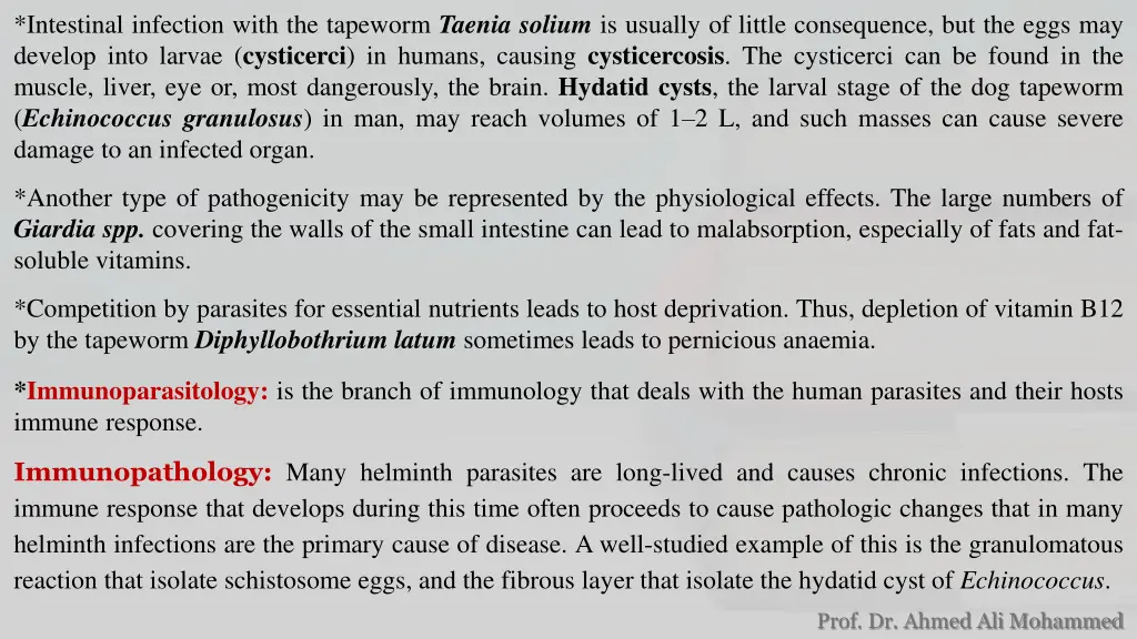 intestinal infection with the tapeworm taenia