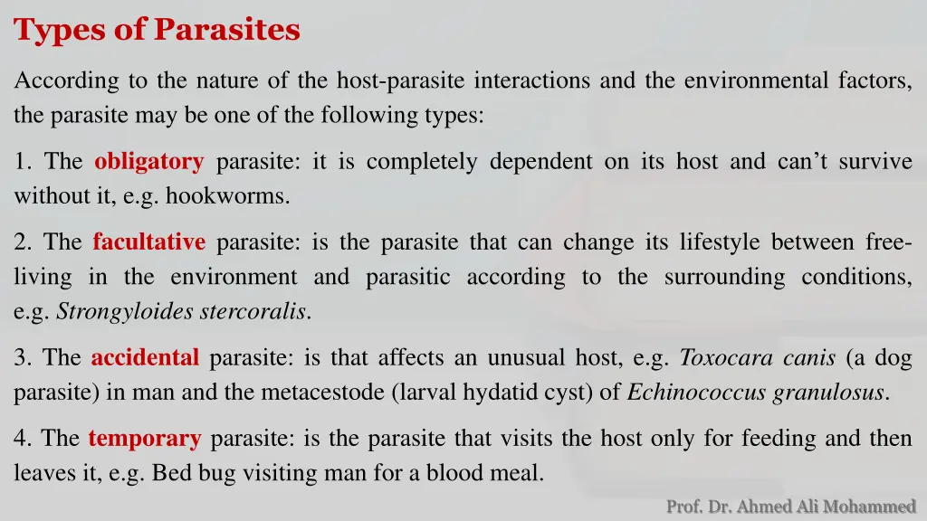 types of parasites