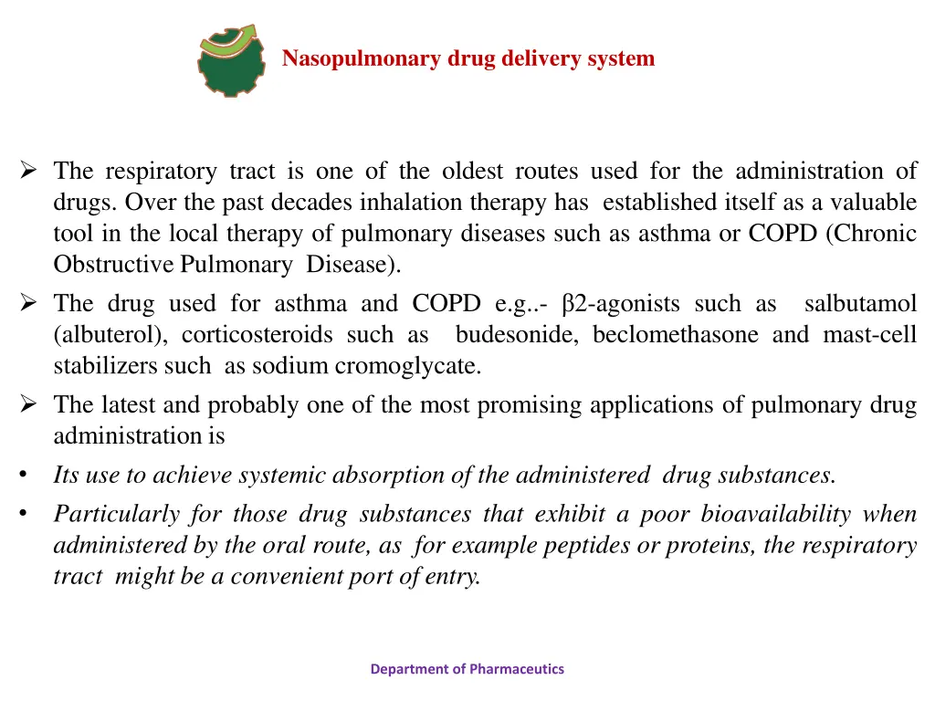 nasopulmonary drug delivery system 12