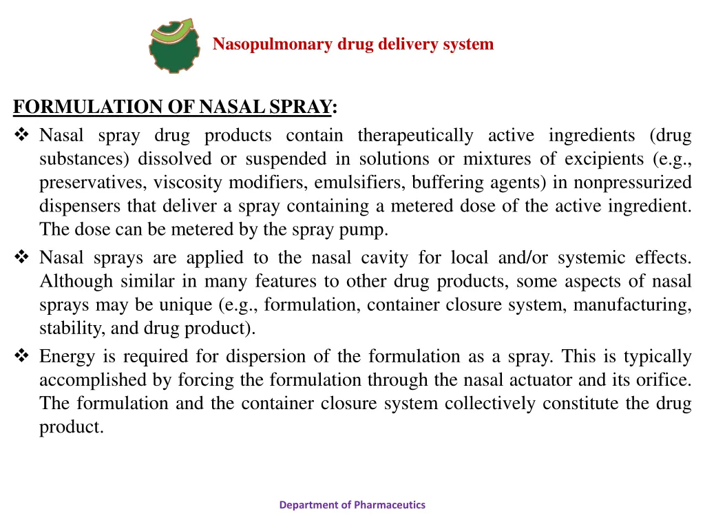 nasopulmonary drug delivery system 21