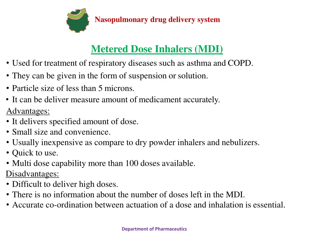 nasopulmonary drug delivery system 26