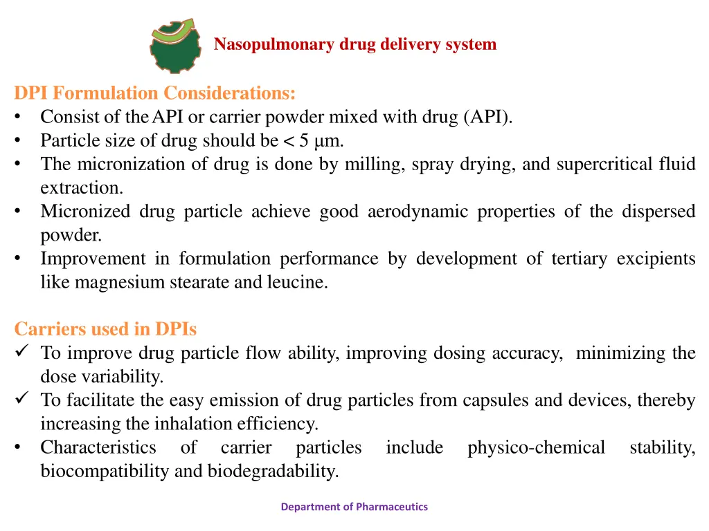 nasopulmonary drug delivery system 32