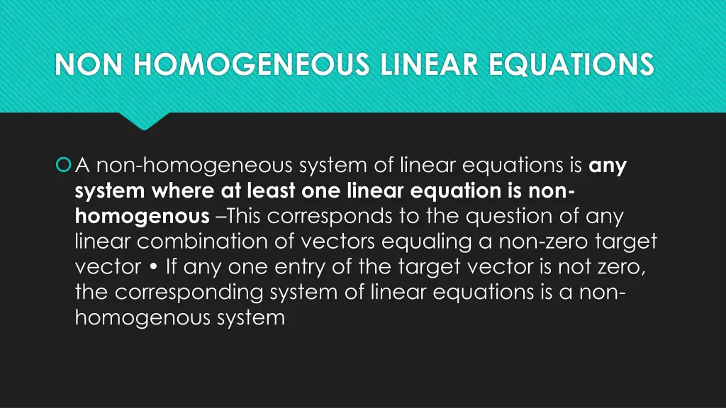 non homogeneous linear equations