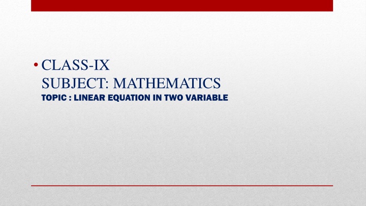 class ix subject mathematics topic linear