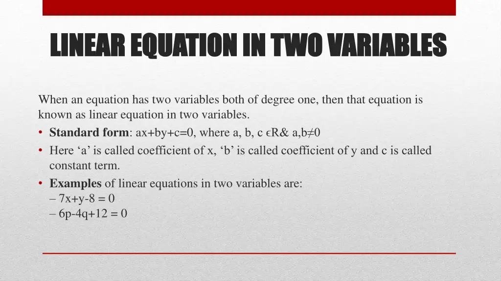 linear equation in two variables linear equation