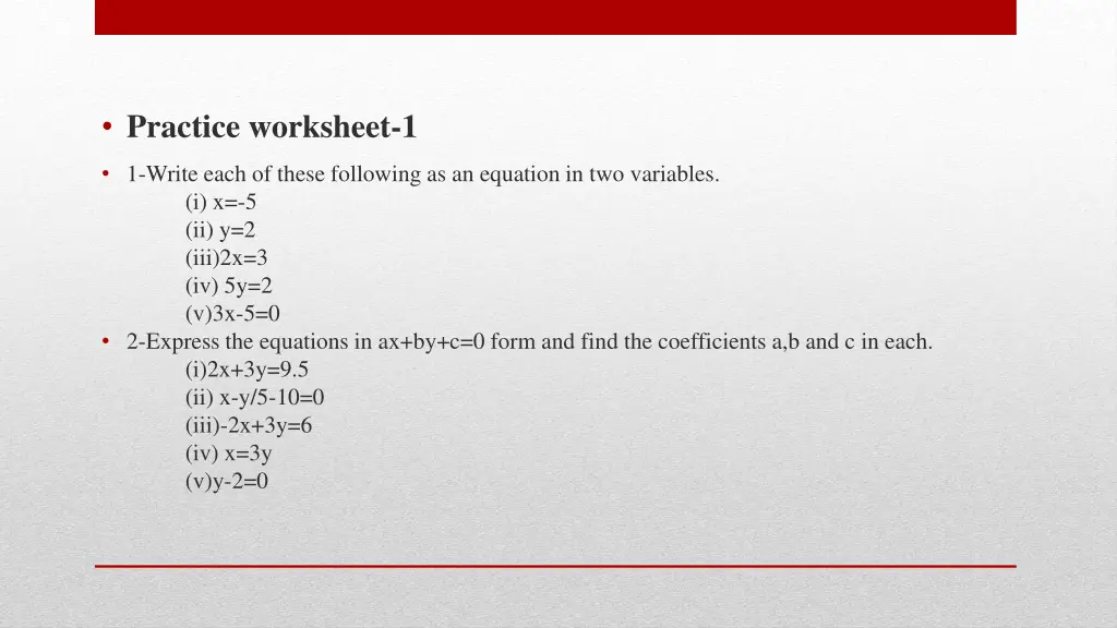 practice worksheet 1