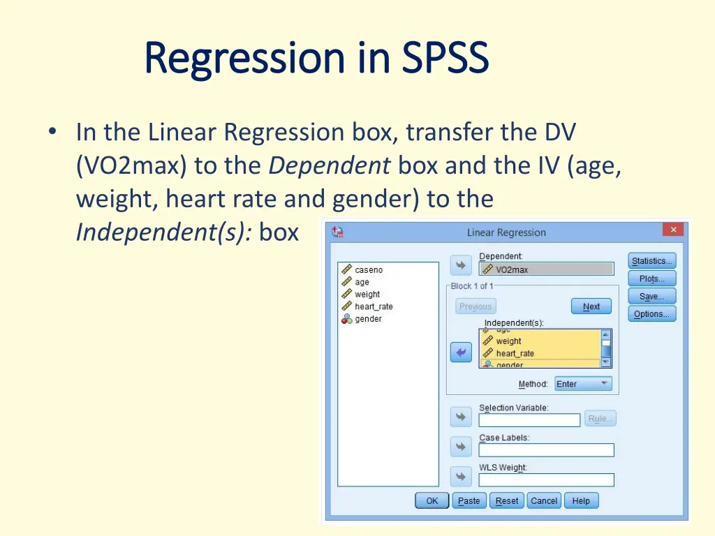 regression regression in spss 1