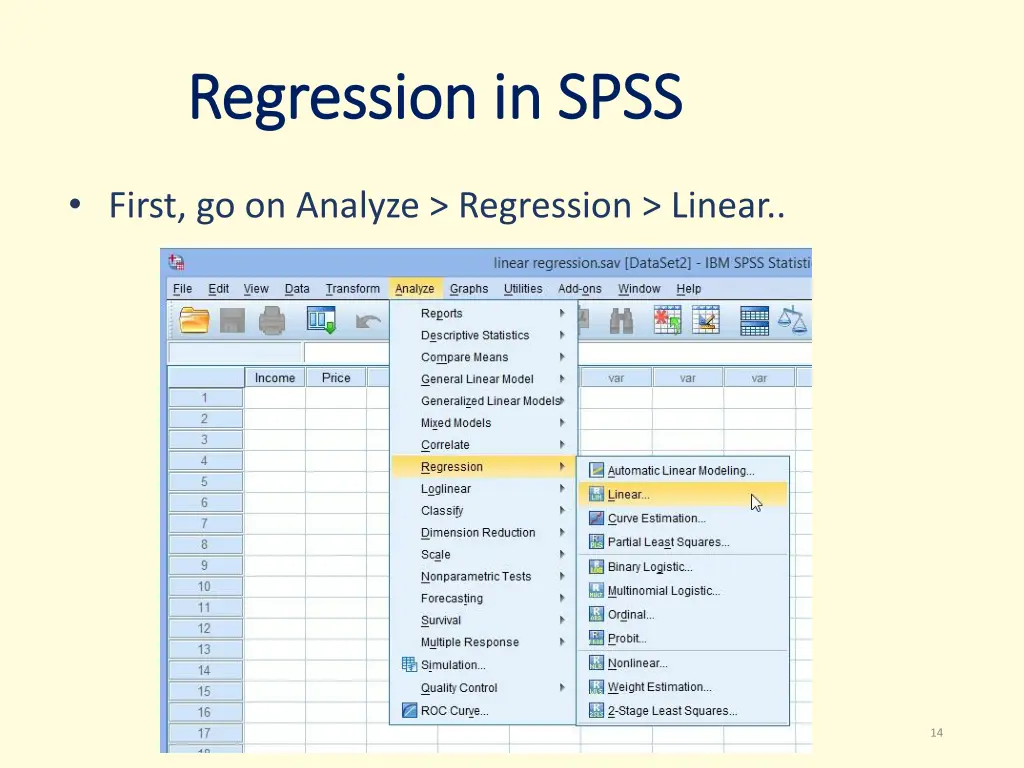 regression regression in spss