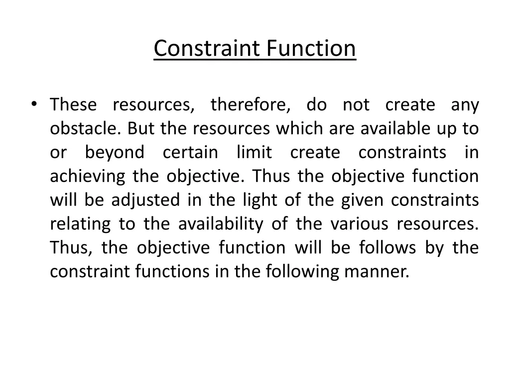 constraint function 1