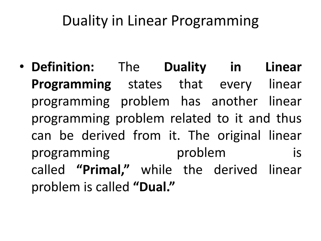 duality in linear programming