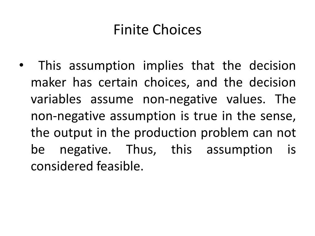 finite choices