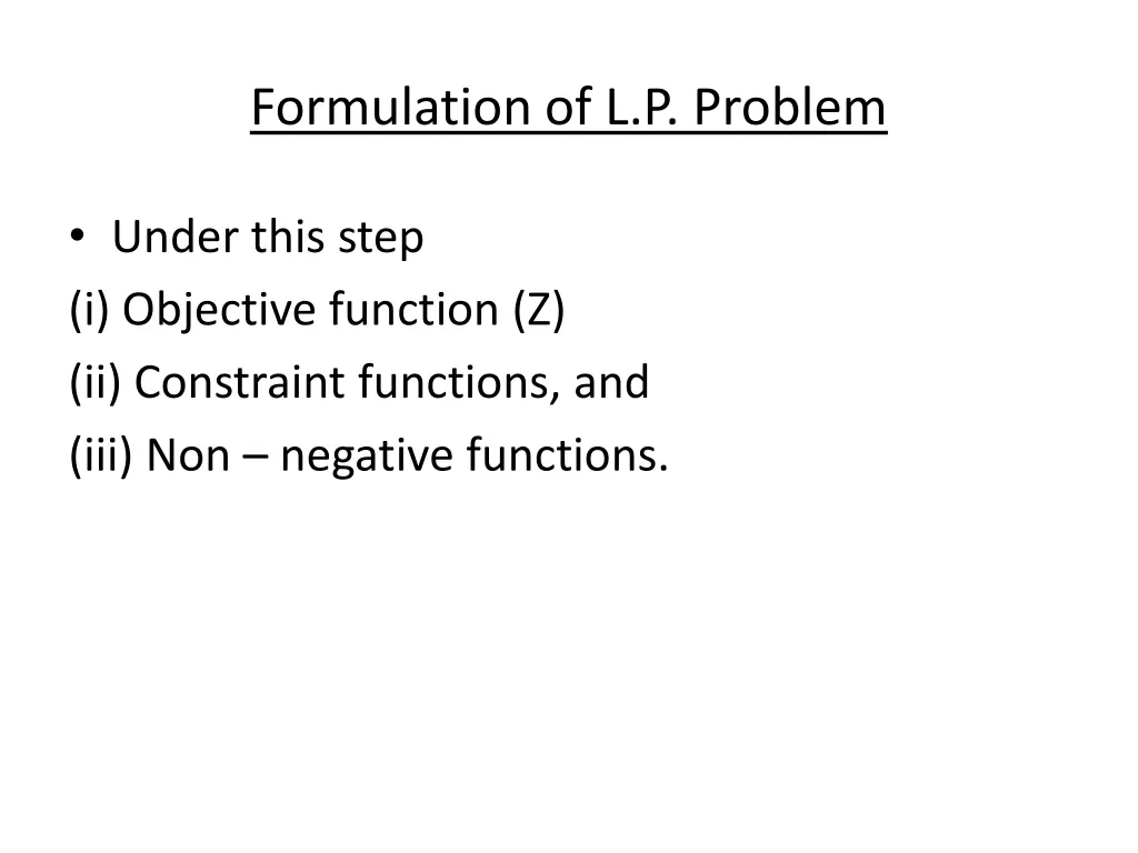 formulation of l p problem