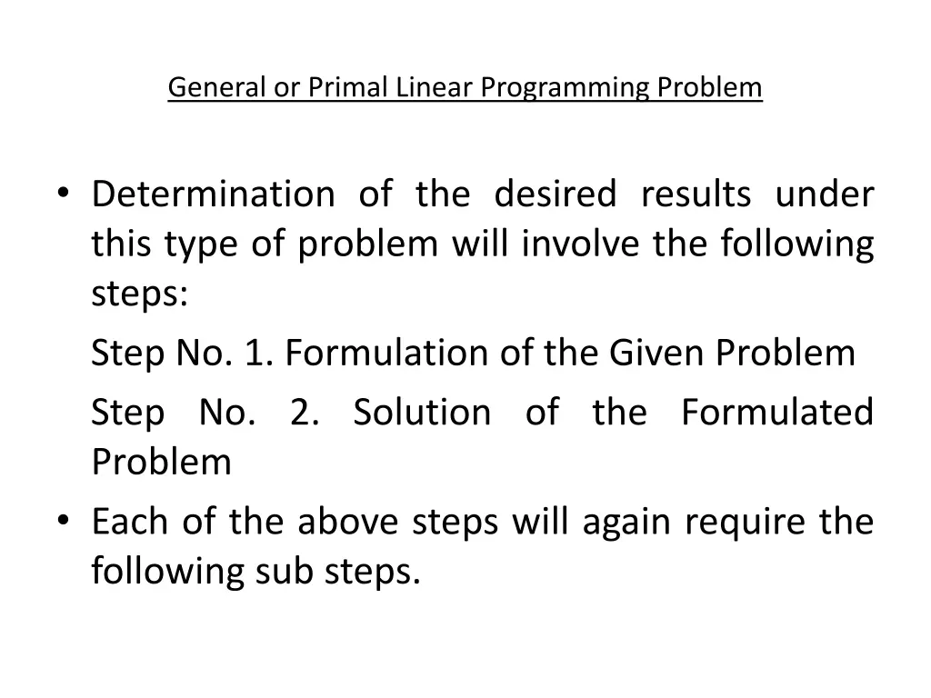 general or primal linear programming problem