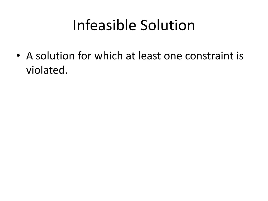 infeasible solution