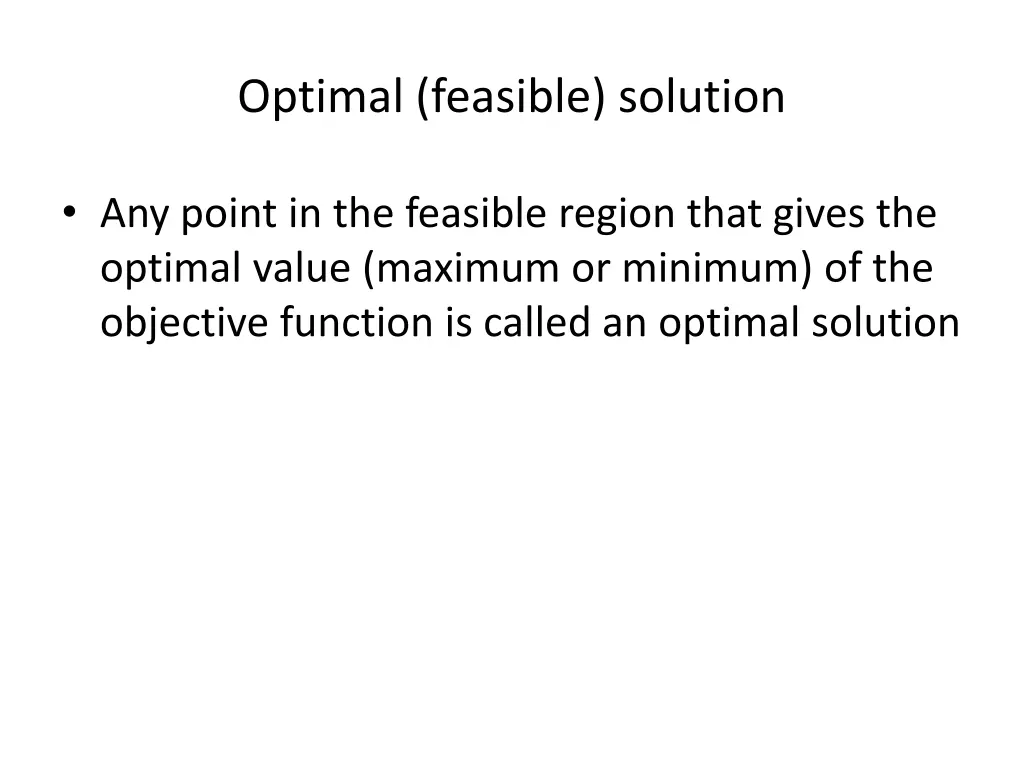 optimal feasible solution