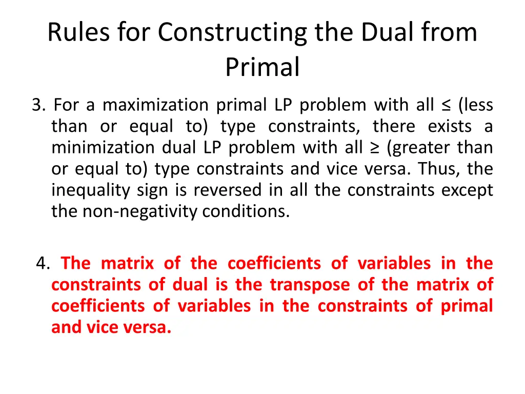 rules for constructing the dual from primal 2