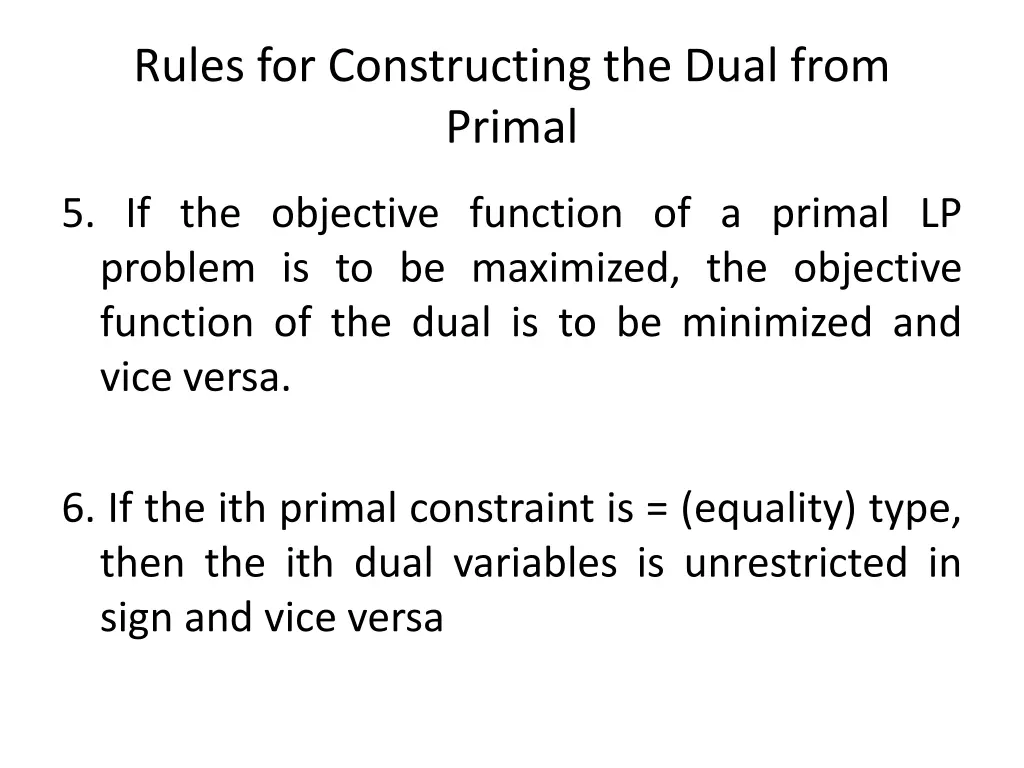 rules for constructing the dual from primal 3