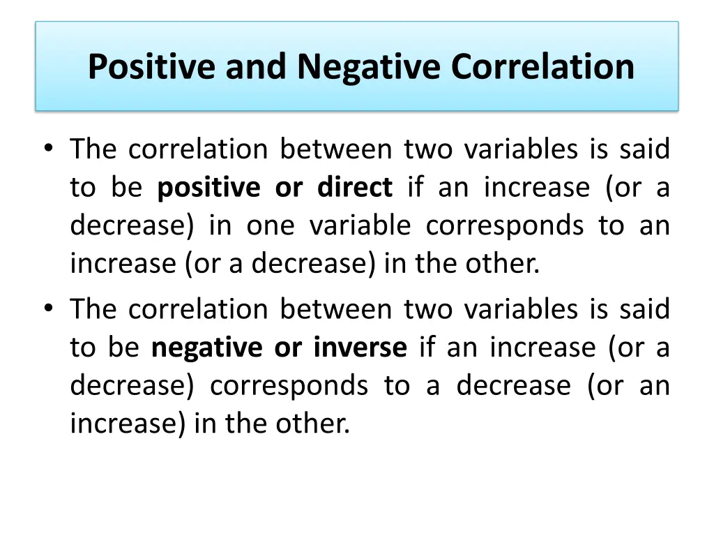 positive and negative correlation