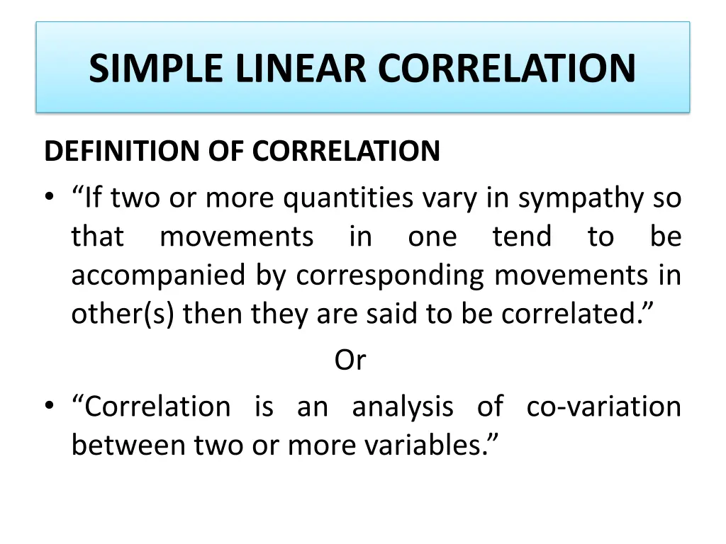 simple linear correlation