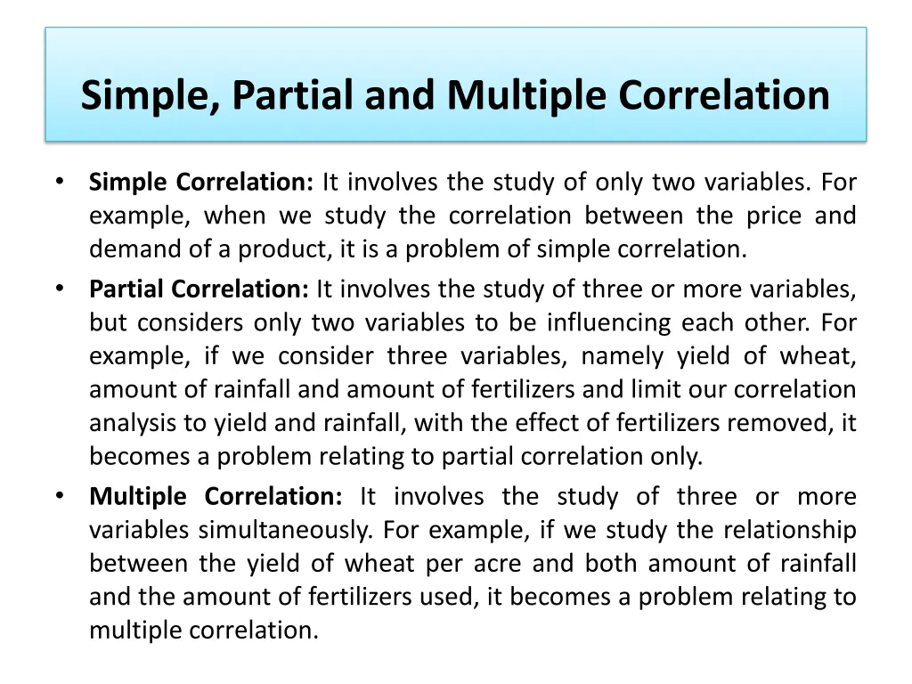 simple partial and multiple correlation