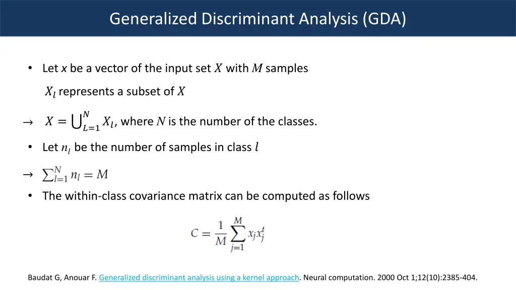 generalized discriminant analysis gda 1